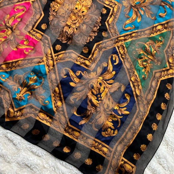 WORTH Women’s Elegant Silk Gold Detailing Scarf - Picture 4 of 14